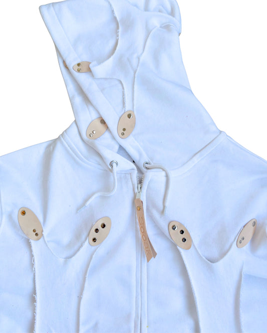Cell division white zip up hoodie