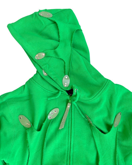 Cell division green zip up hoodie