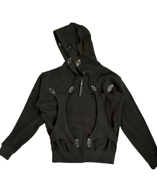 Cell division black zip up hoodie
