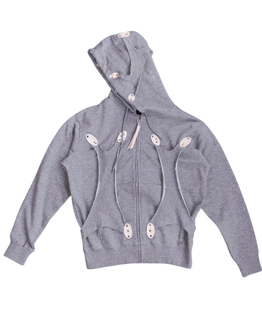 Cell division gray zip up hoodie