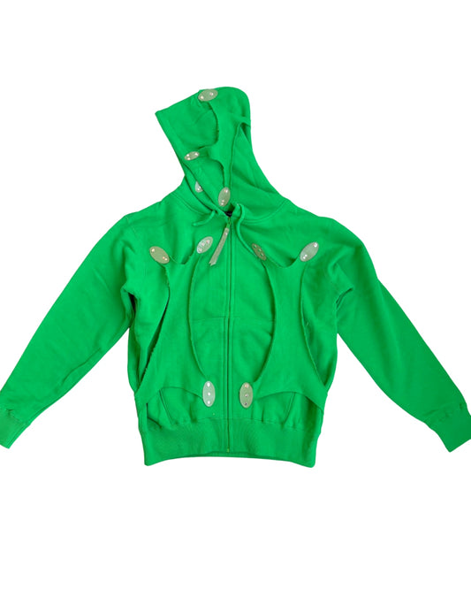 Cell division green zip up hoodie