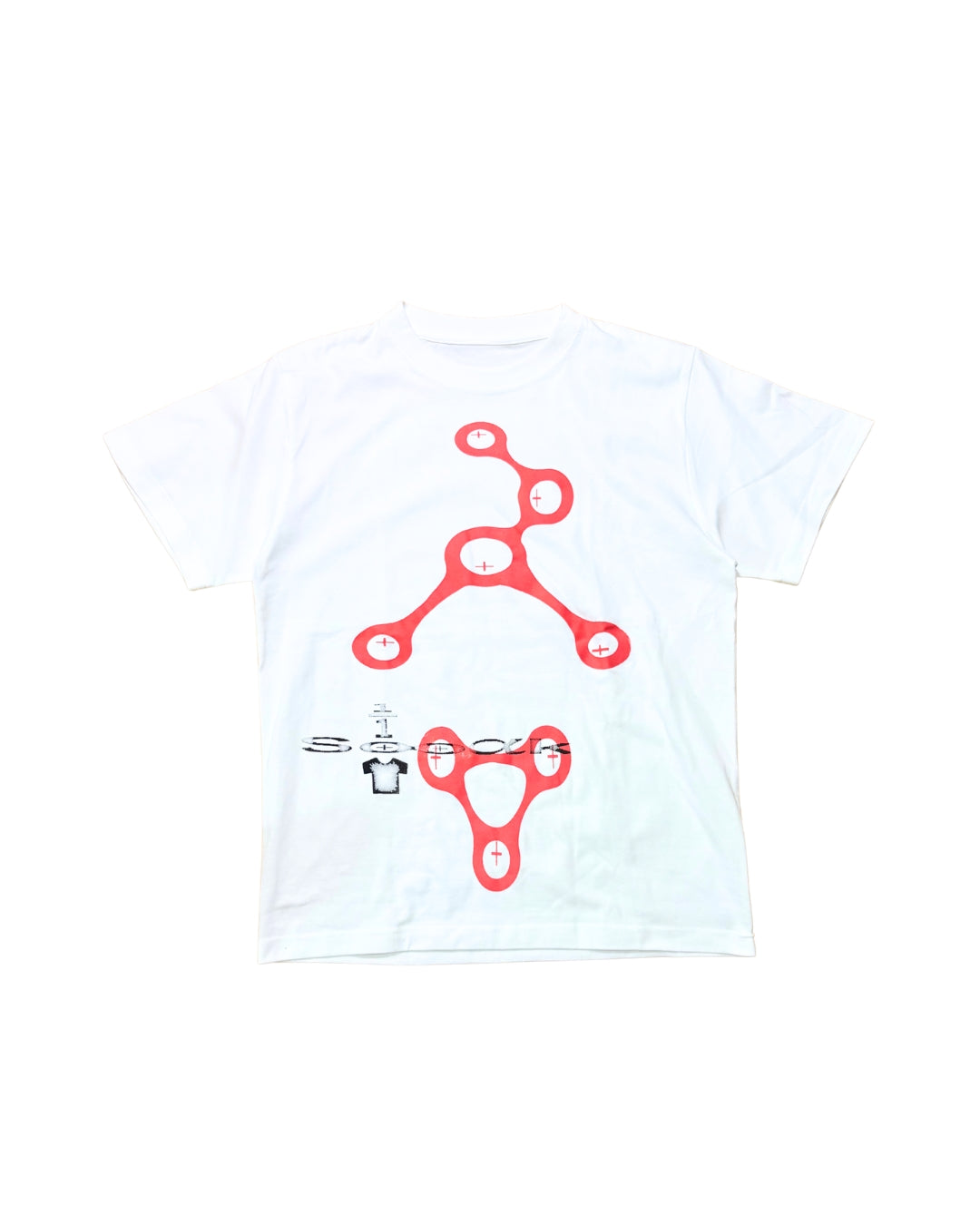 Vital point reflection T-shirt WHITE×RED